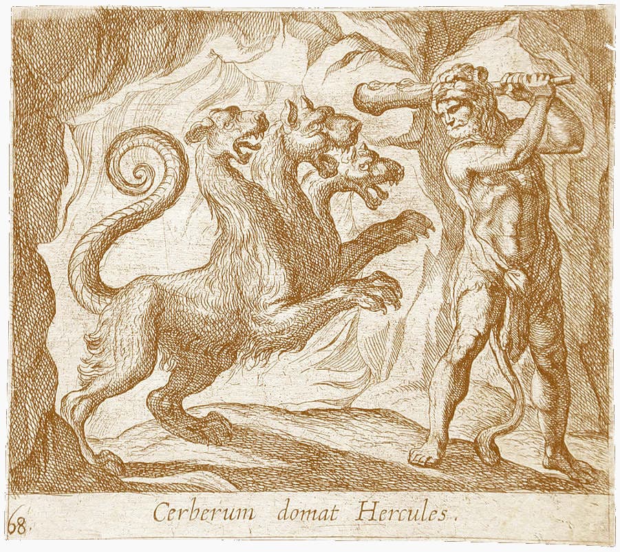 Cerbère et Hercule